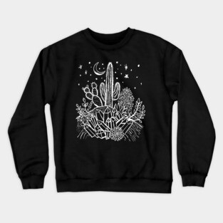 Cactus, Crystals, Succulents Under the Desert Moon Crewneck Sweatshirt