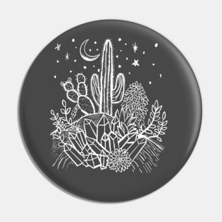 Cactus, Crystals, Succulents Under the Desert Moon Pin