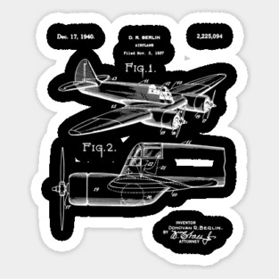 Vintage Airplane WWII Blueprint Patent Aviation History Airplane World War II Sticker