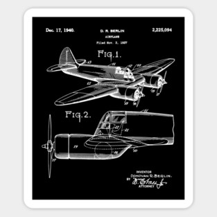 Vintage Airplane WWII Blueprint Patent Aviation History Airplane World War II Magnet