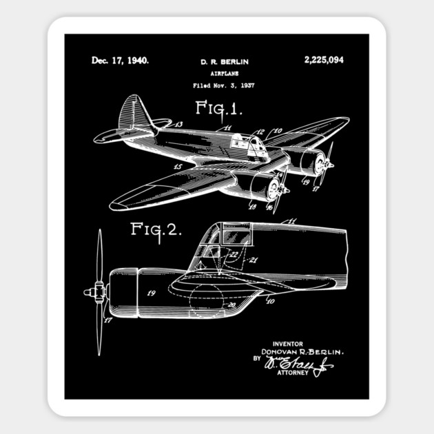 Vintage Airplane WWII Blueprint Patent Aviation History Airplane World War II Magnet by Yesteeyear