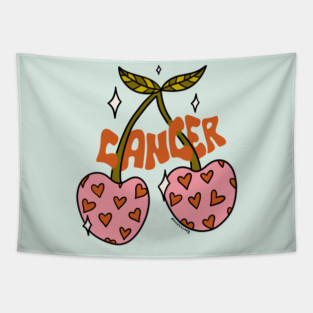 Cancer Zodiac Cherries Tapestry