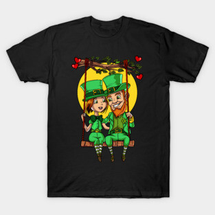 Irish Leprechaun Couple St Valentines Day T-Shirt