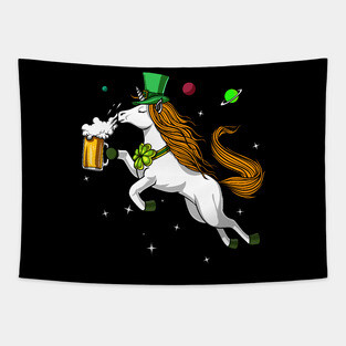 Leprechaun Unicorn St Patricks Day Beer Irish Party Tapestry