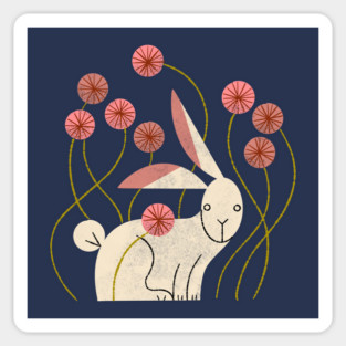Rabbit and Wildflowers Sticker