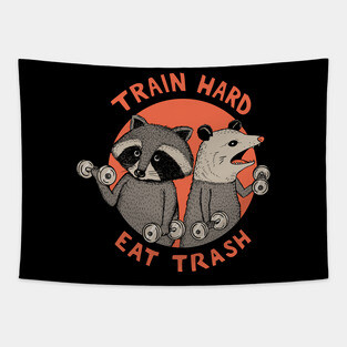 Train hard eat trash Tapestry
