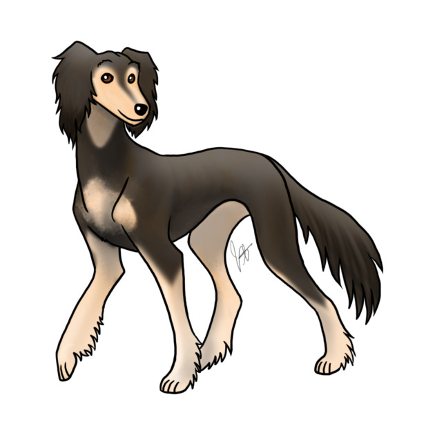 Dog - Saluki - Feathered Black and Tan by Jen's Dogs Custom Gifts and Designs