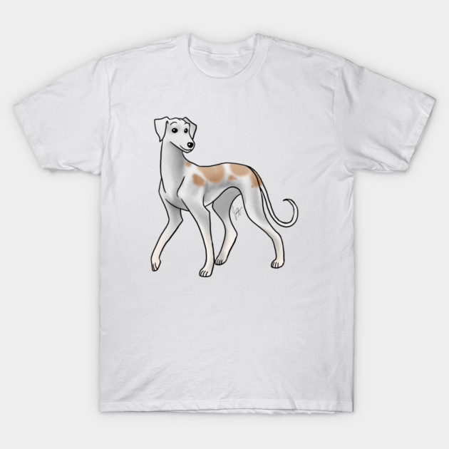 Dog - Saluki - Smooth Coated Red Parti T-Shirt by Jen's Dogs Custom Gifts and Designs