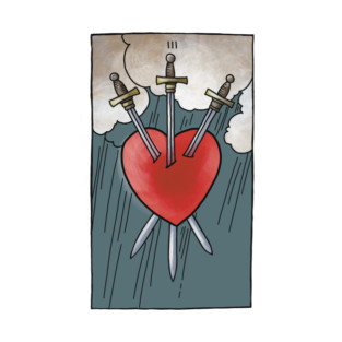 Three-of-Swords, tarot card design T-Shirt