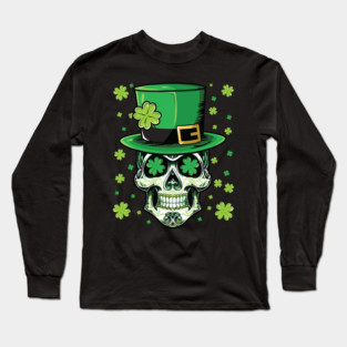 Sugar Skull Saint Patrick's Day Long Sleeve T-Shirt