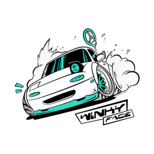 Winky Face Drifting Car T-Shirt