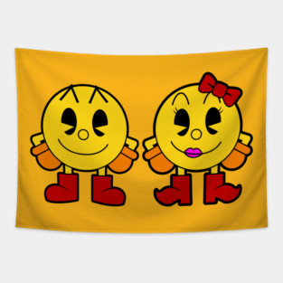 Pacman Couple Tapestry