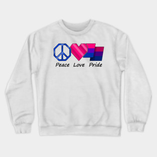 Peace, Love, and Pride design in Bisexual pride flag colors Crewneck Sweatshirt