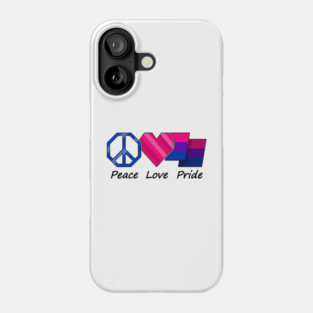 Peace, Love, and Pride design in Bisexual pride flag colors Phone Case