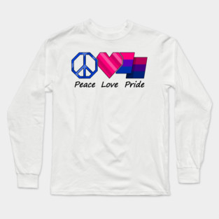 Peace, Love, and Pride design in Bisexual pride flag colors Long Sleeve T-Shirt