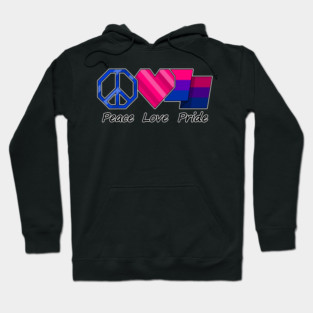 Peace, Love, and Pride design in Bisexual pride flag colors Hoodie