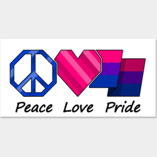 Peace, Love, and Pride design in Bisexual pride flag colors Posters and Art
