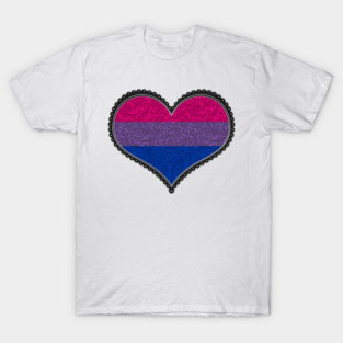 Elegant Bisexual Pride Decorative Heart in Pride Flag Colors T-Shirt
