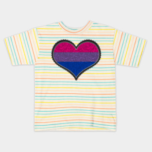 Elegant Bisexual Pride Decorative Heart in Pride Flag Colors Kids T-Shirt
