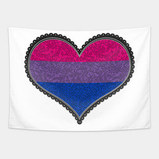 Elegant Bisexual Pride Decorative Heart in Pride Flag Colors Tapestry