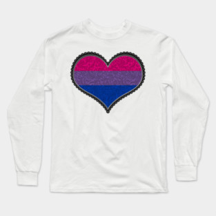 Elegant Bisexual Pride Decorative Heart in Pride Flag Colors Long Sleeve T-Shirt