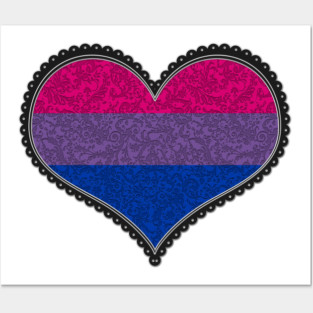 Elegant Bisexual Pride Decorative Heart in Pride Flag Colors Posters and Art
