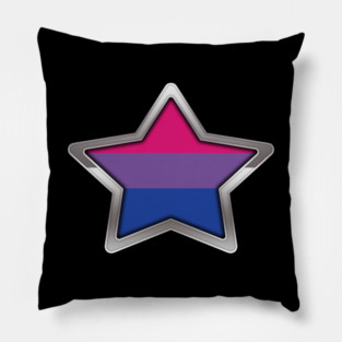 Large Bisexual Pride Flag Colored Star with Chrome Frame. Pillow