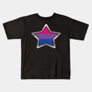 Large Bisexual Pride Flag Colored Star with Chrome Frame. Kids T-Shirt
