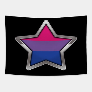 Large Bisexual Pride Flag Colored Star with Chrome Frame. Tapestry