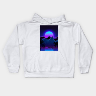 Aesthetic Sunset Outrun Synthwave Kids Hoodie