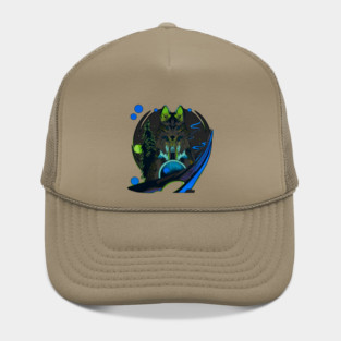 Wolf cartoon style wild animal with forest background Hat