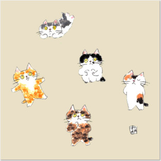 5 cute cats Posters and Art