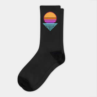 Outrun Sunset Retro 8-Bit Pixel Art Socks