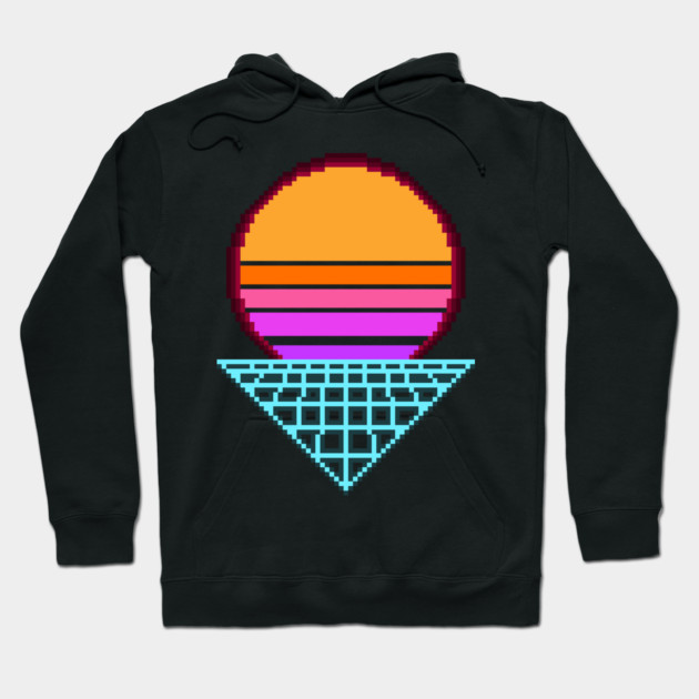 Outrun Sunset Retro 8-Bit Pixel Art Outrun Hoodie TeePublic