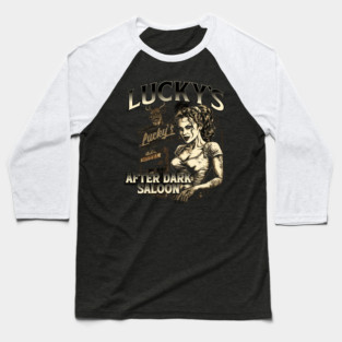 Lucky's After Dark Horror Dive Bar Baseball T-Shirt