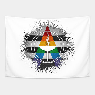 Paint Splatter LGBT Ally Pride Flag Unitarian Universalism Symbol Tapestry