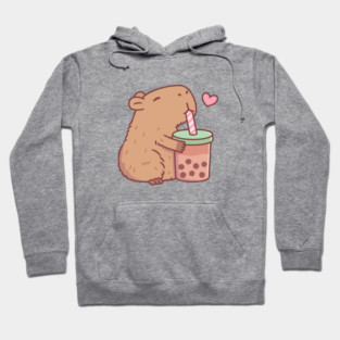 Cute Capybara Loves Bubble Tea Hoodie