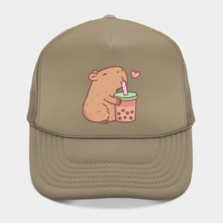 Cute Capybara Loves Bubble Tea Hat