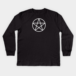 Pagan Wiccan Cheeky Witch® White Pentacle Kids Long Sleeve T-Shirt