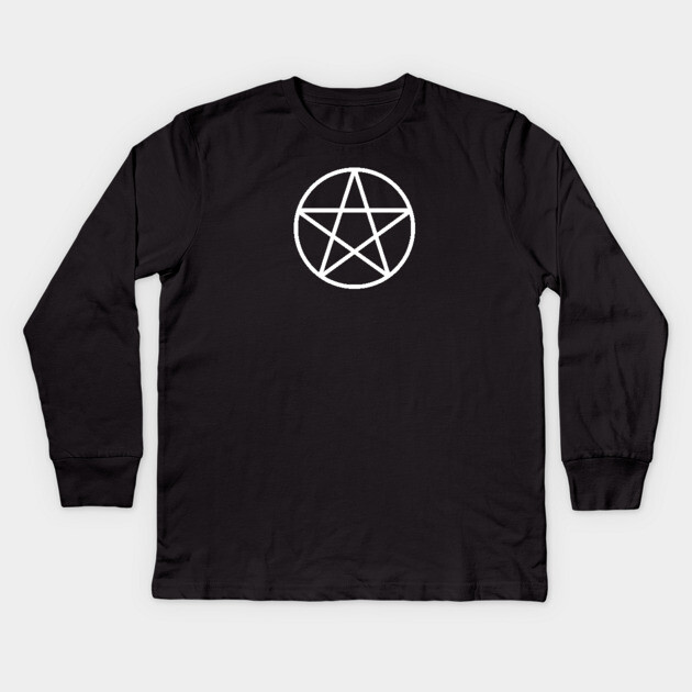 Pagan Wiccan Cheeky Witch® White Pentacle Kids Long Sleeve T-Shirt by Cheeky Witch