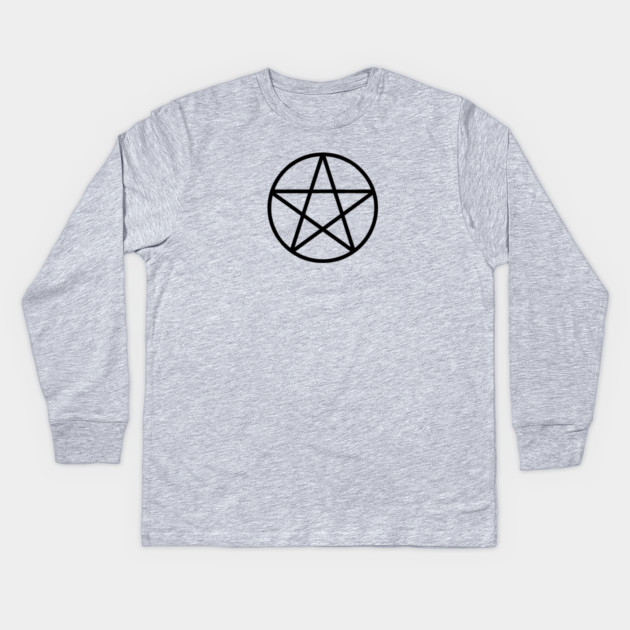 Pagan Wiccan Cheeky Witch® Black Pentacle Kids Long Sleeve T-Shirt by Cheeky Witch