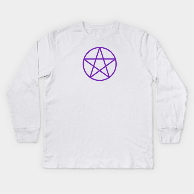 Pagan Wiccan Cheeky Witch® Purple Pentacle Kids Long Sleeve T-Shirt by Cheeky Witch
