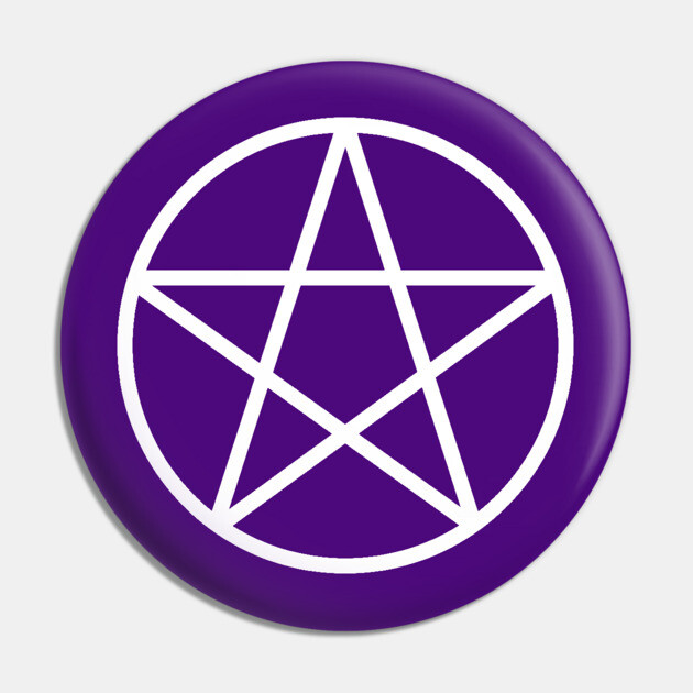 Pagan Wiccan Cheeky Witch® White and Purple Pentacle Pin by Cheeky Witch