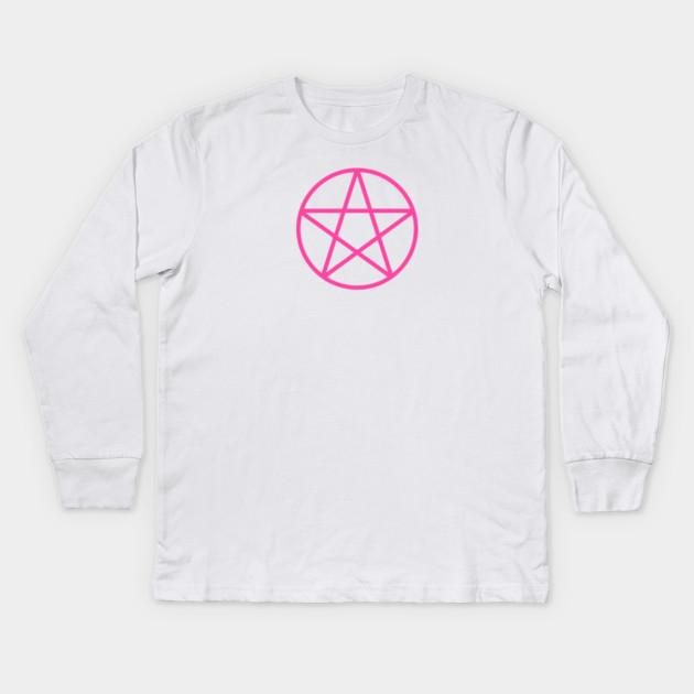Pagan Wiccan Cheeky Witch® Pink Pentacle Kids Long Sleeve T-Shirt by Cheeky Witch