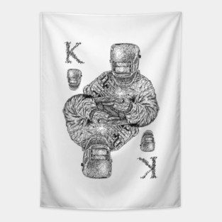 King of welder playing card black scribble art Tapestry