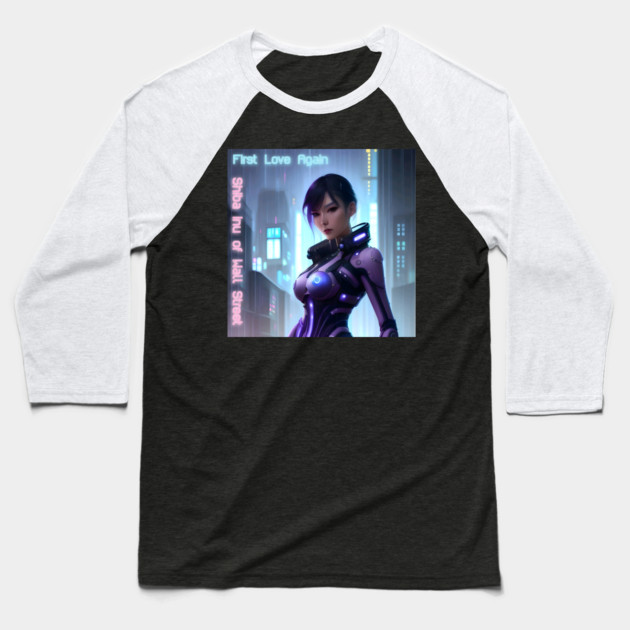 Cyberpunk Girl First Love Again Baseball T-Shirt by animegirlnft