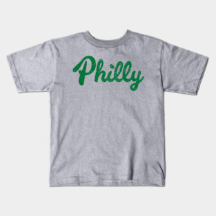 Retro Distressed Philly Sports Logo Green Kids T-Shirt