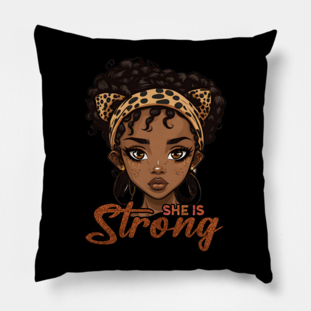 She is Strong, Black Girl, Black Queen, Black Woman, Black History Pillow by UrbanLifeApparel
