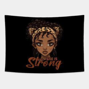 She is Strong, Black Girl, Black Queen, Black Woman, Black History Tapestry