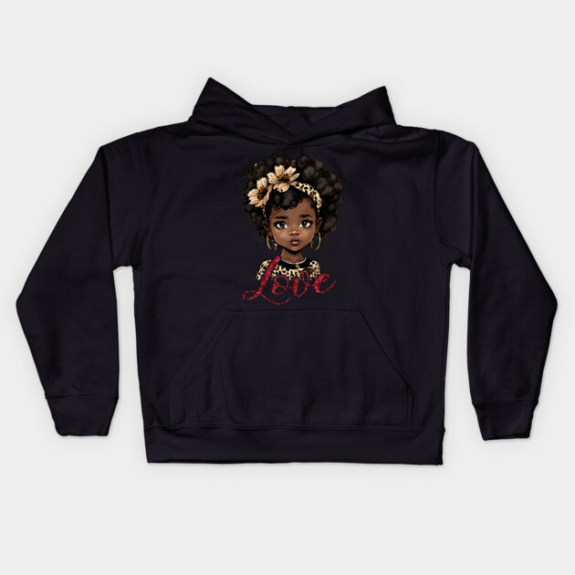 Love, Black Girl, Black Queen, Black Woman, Black History Kids Hoodie by UrbanLifeApparel